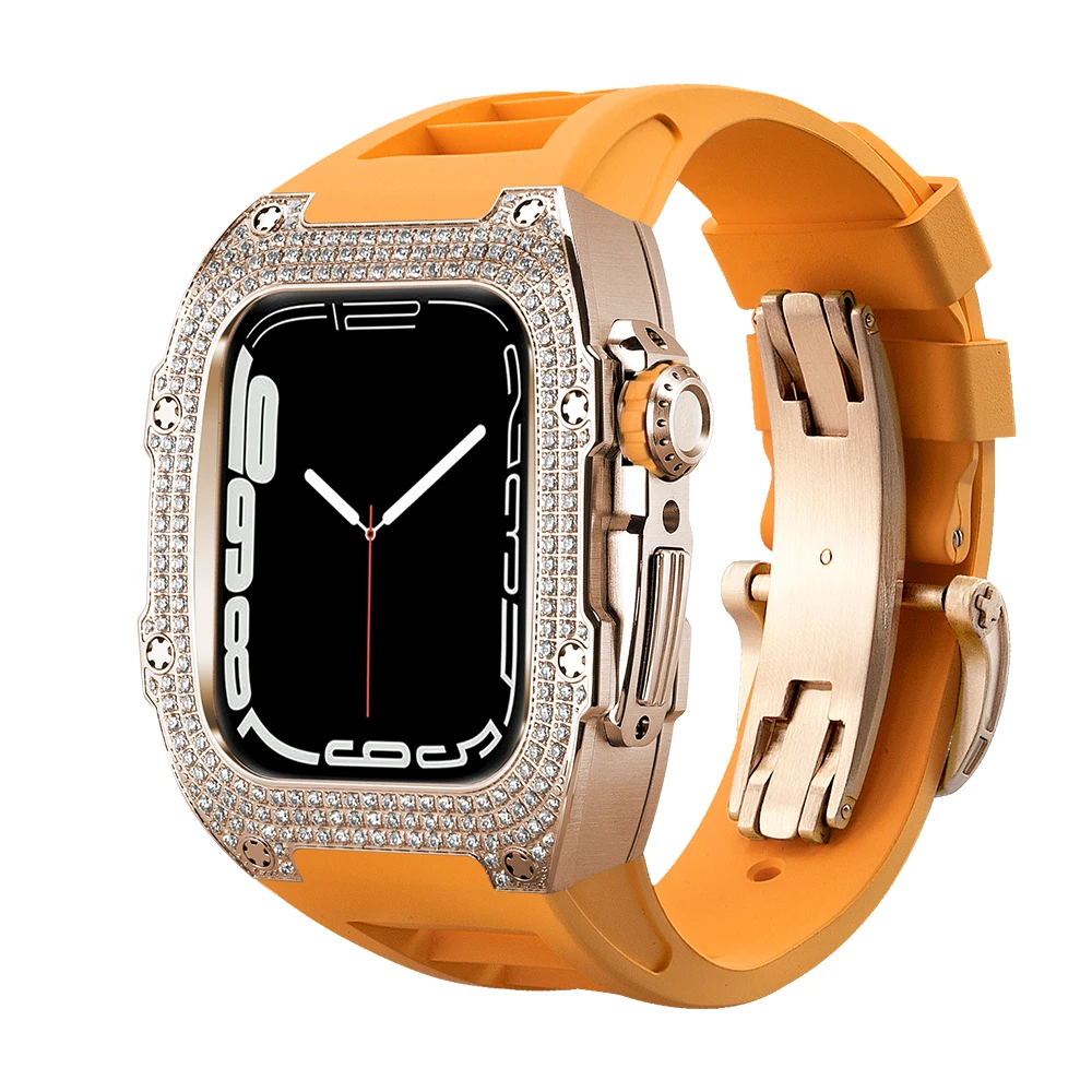 For Apple Watch Mod Kit Luxury Diamond InlaidAccessories Suit 44mm 45mm Fashion Series Applytoseries 8/7/6/5/4 Refitting