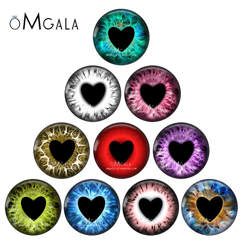 Kolor miłość wzory serca zabawki oczy Ragdoll gałka oczna DIY biżuteria 8-30MM okrągłe zdjęcie szklany kaboszon demo płaski tył dokonywanie ustaleń