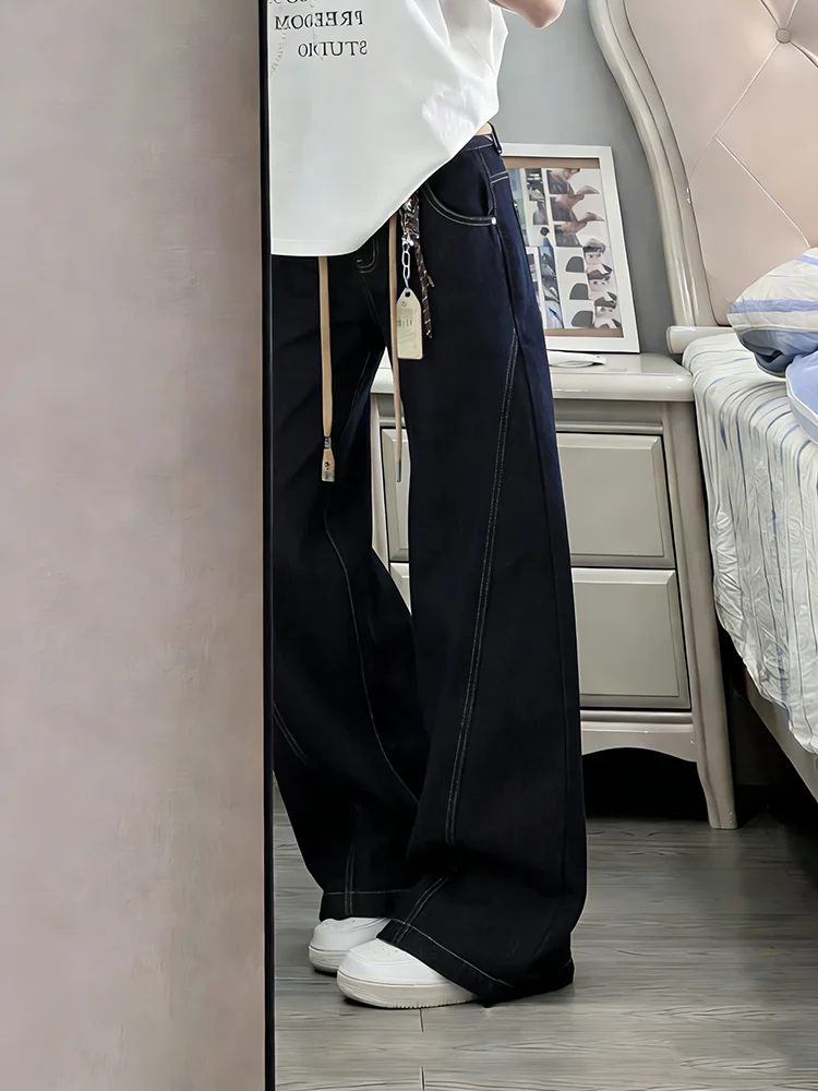 

High Waist Wide Leg Loose Fit Denim Jeans Men Women American High Street Sle Knife Casual Wear All Seasons