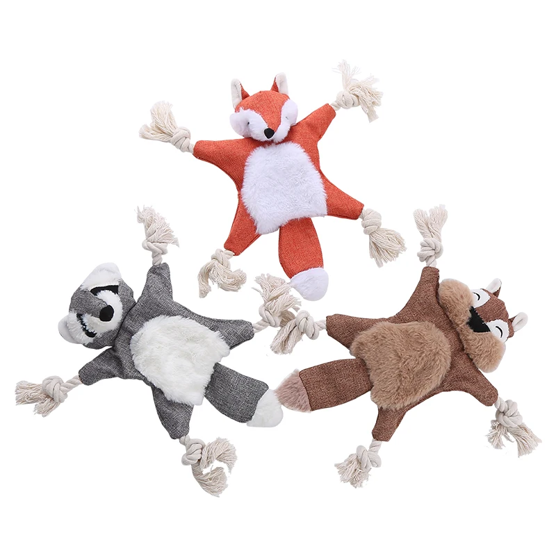 Dog plush squirrel fox shell shape containing sound paper BB called bite-resistant molar pet toy