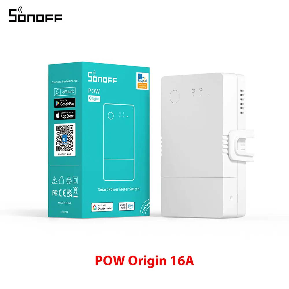 Sonoff Pow Oorsprong 16A Smart Power Meter Schakelaar ESP32 Chip Veiligheid Ontwerp Overbelasting Bescherming Via Ewelink Alexa Google Thuis