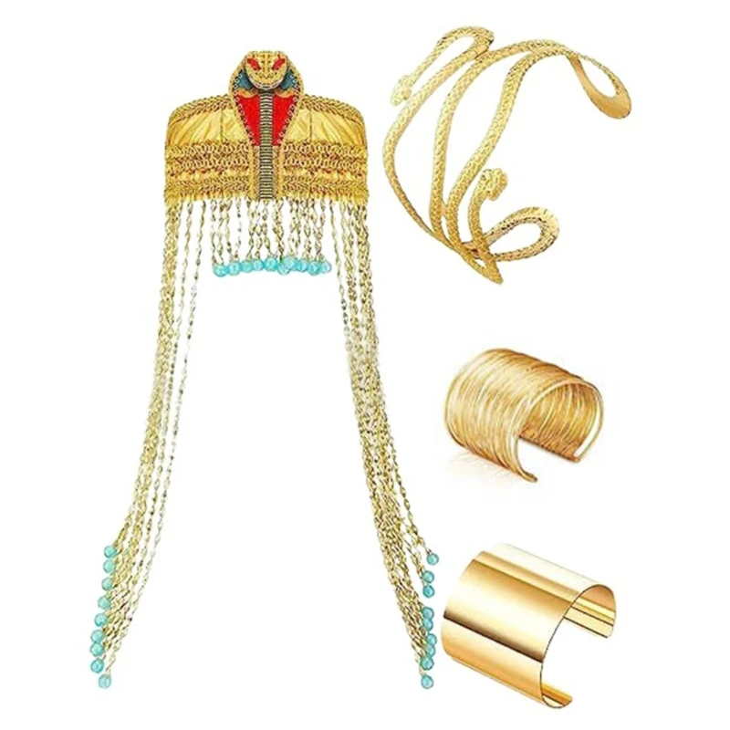 

Halloween Egyptian Headpiece Costume for Women Egyptian Costume Jewelry Accessories Headpiece Bracelet Snake Arm Cuff