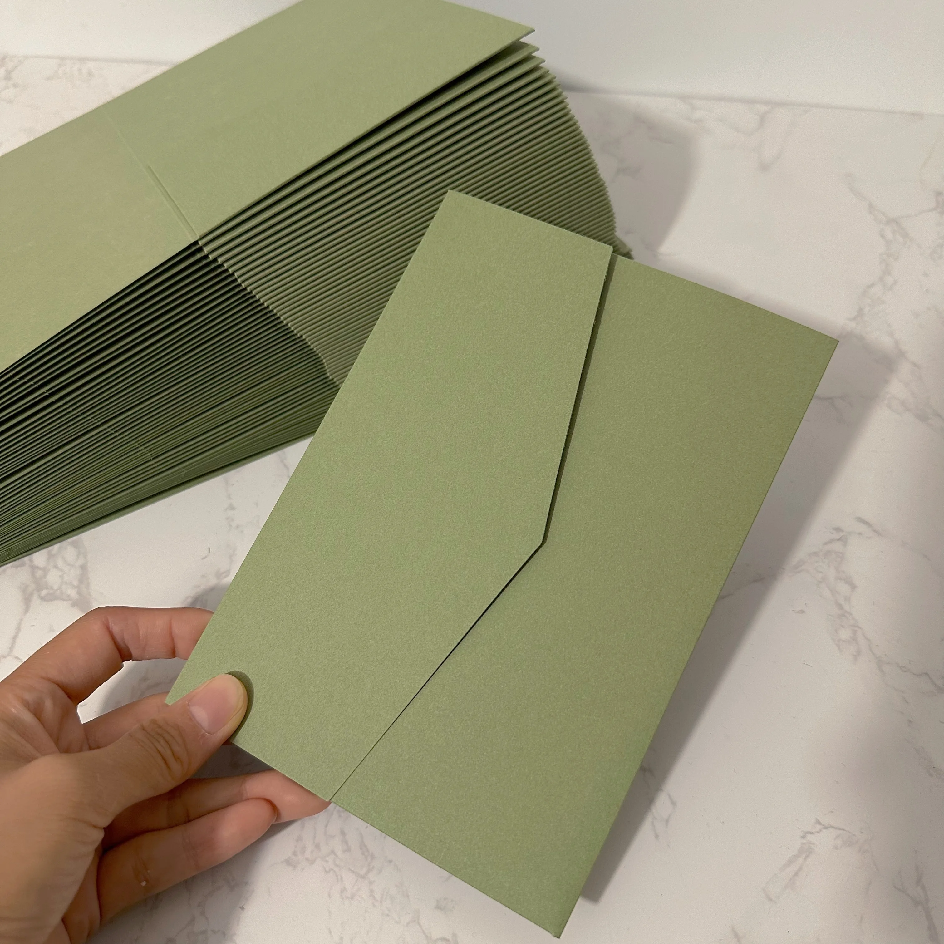 20 or 25pcs Blank Pocketfold Card Invitation DIY wedding paper envelope，DIY invitation,custom invitation,sage green