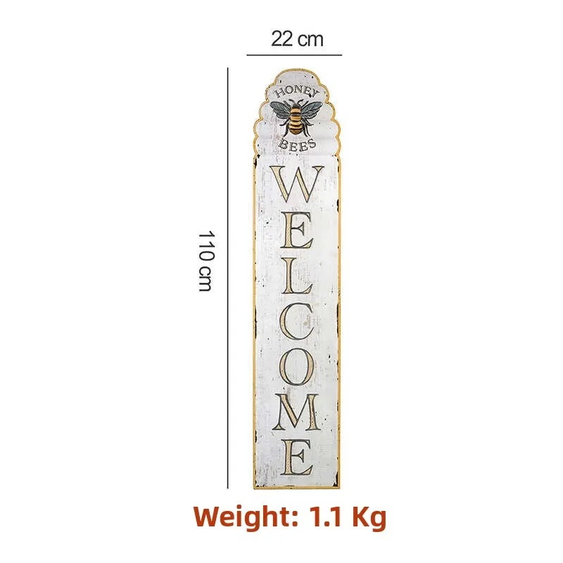 Retro European Style Wooden Wall Decorative Plaque Welcome Sign Outdoor Entrance Garden Decoration Sign Home Decor Accessories