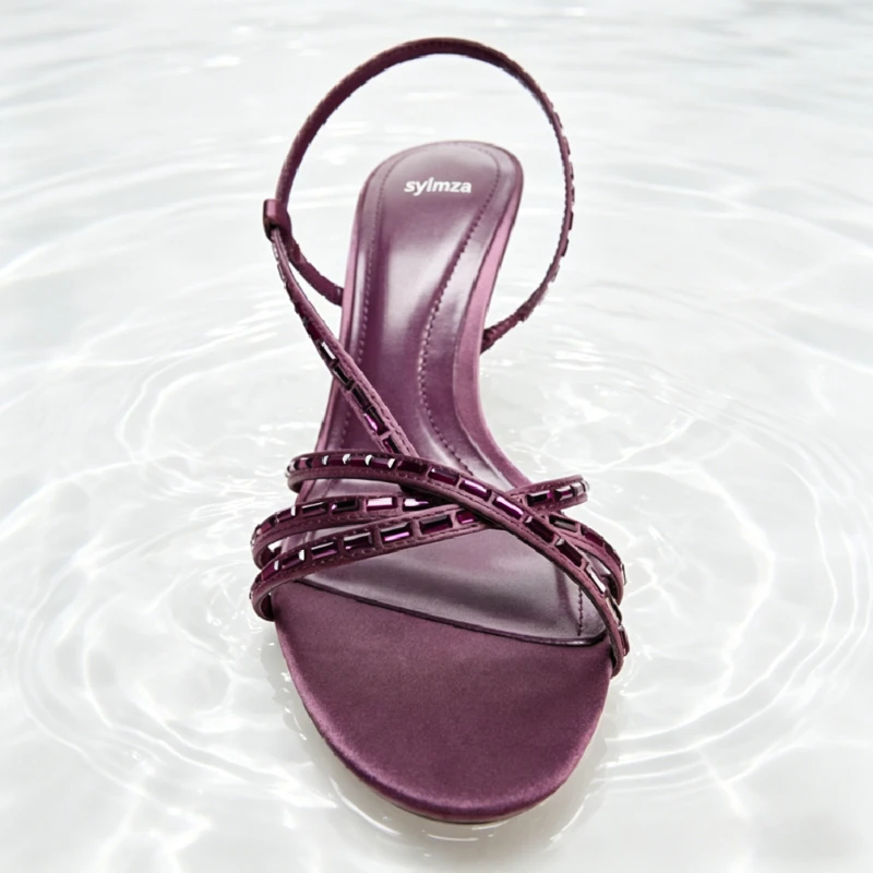 Shiny Rhinestone Detail Purple – Rhinestone Sandal Women recenzja i cena