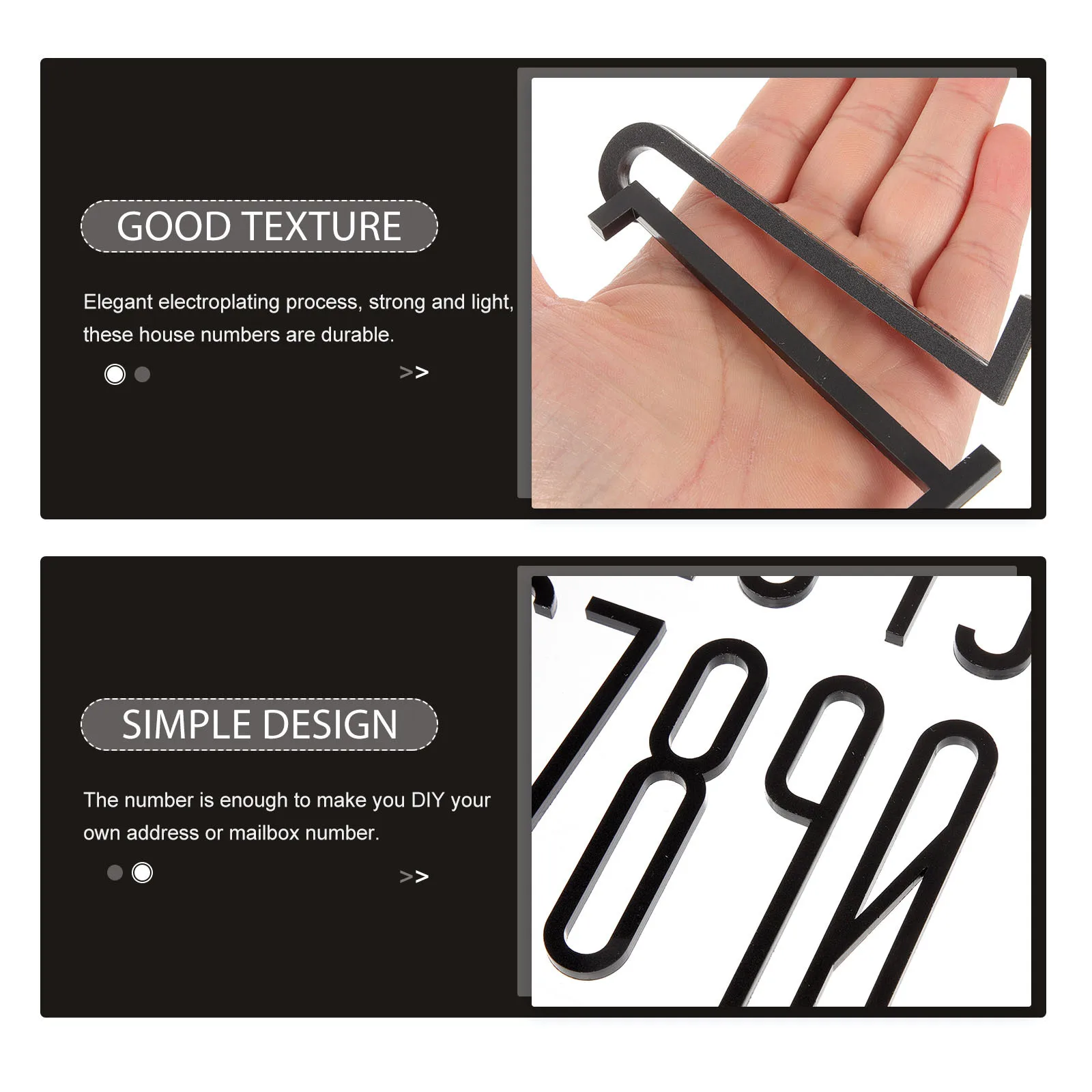 

10Pcs Durable Door Number Signs Self-Adhesive Electroplated House Address Numbers for Outside Modern Home Exterior