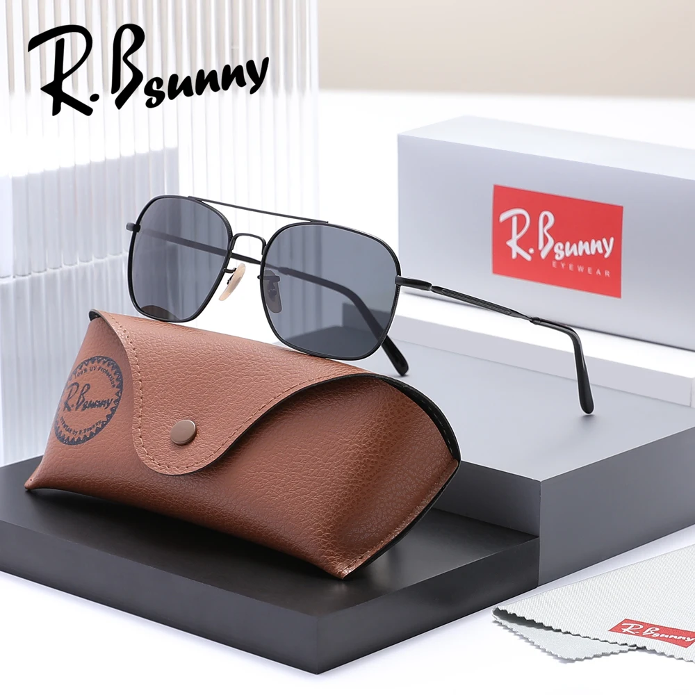 

RBsunny Fashion Rectangle Sunglasses Men Women Vintage Square Metal Frame Driving Glasses Luxury Brand Polarized UV400 Eyewear