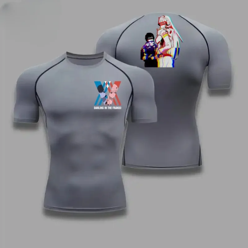 Fitness Sportswear Teenagers Tshirt Zero Two Darling Graphic Tight Training Clothes Boys Compression Running Basketball Clothes