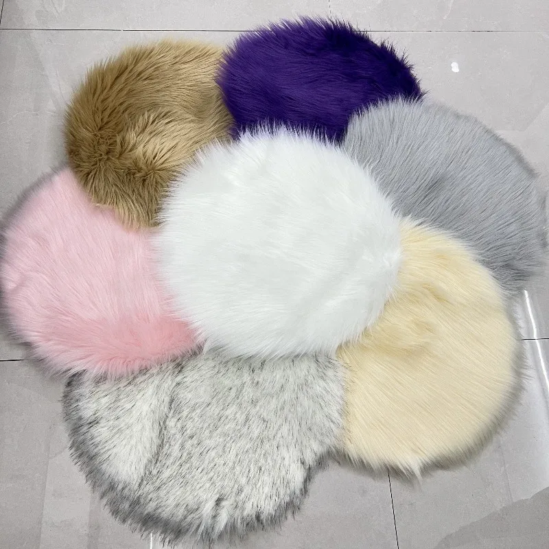 

1 шт. плюшевый ковер, напольный коврик для бытовых подушек для сидений, полный ковриков для ног, имитация шерсти, круглый ковер для спальни, многофункциональный