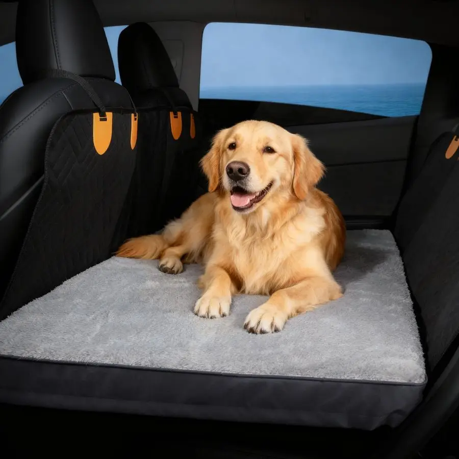 

Thick Deluxe Plush Dog Bed for Car, Comfortable Back Seat Pet Bed, Washable amp AntiSlip Travel Pet Sleeping Mat, Fit for Backse