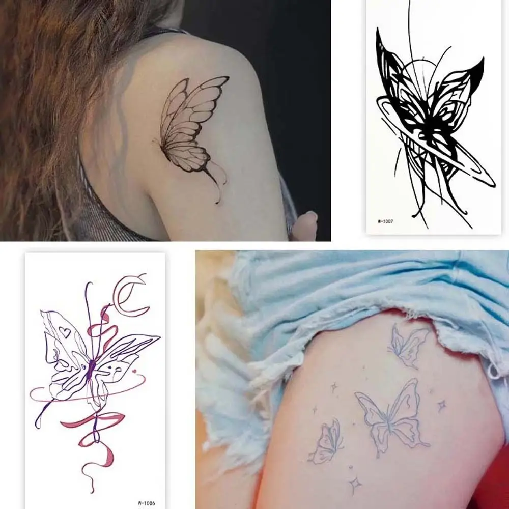 Autocollants de tatouage temporaire imperméables, outil de beauté, pied, bras, papillon, méduse, fleur, faux