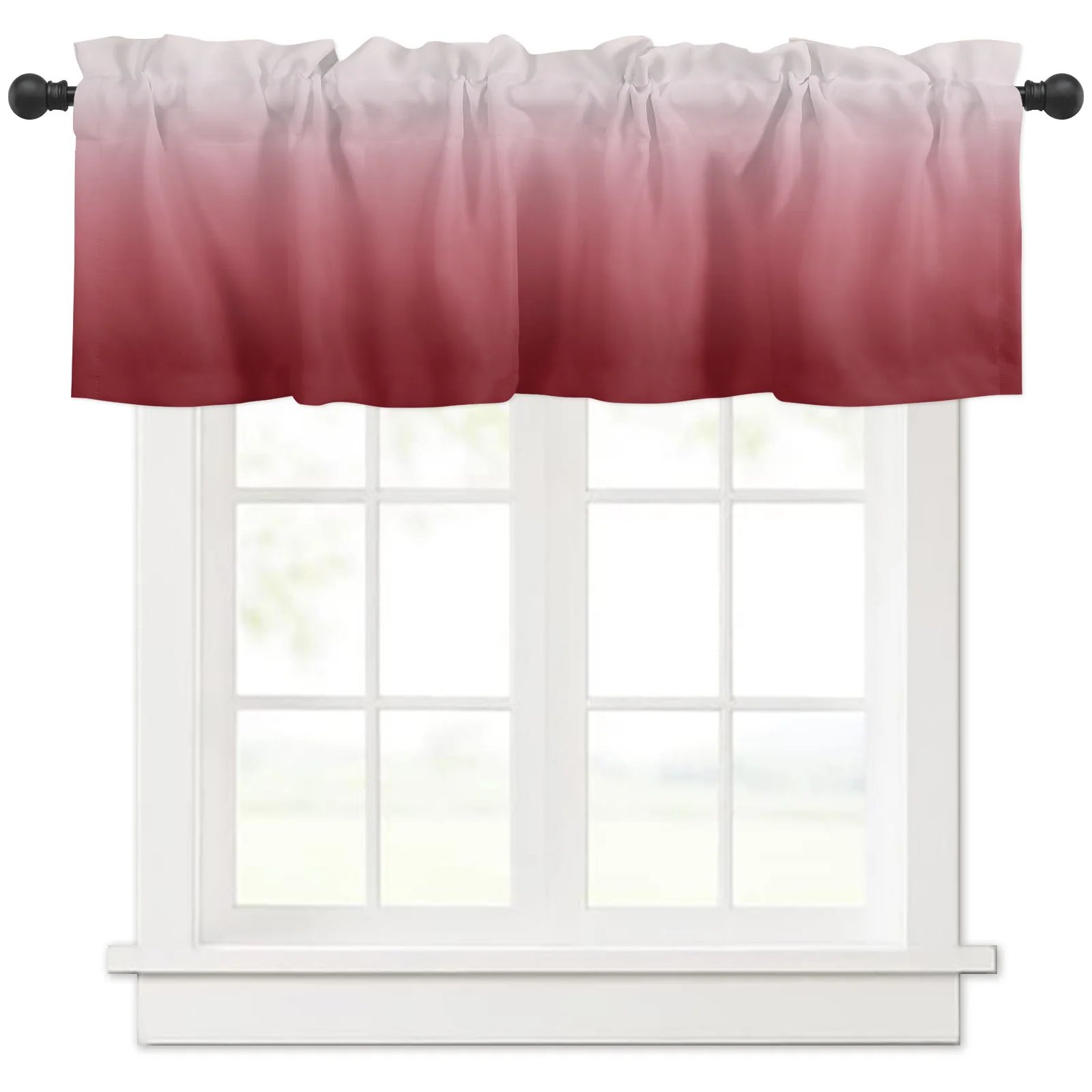 

ZEDLIYU Valances for Windows Kitchen Living Room Small Window Valance Ombre Red 1 Panel, 54 x 18 Inch