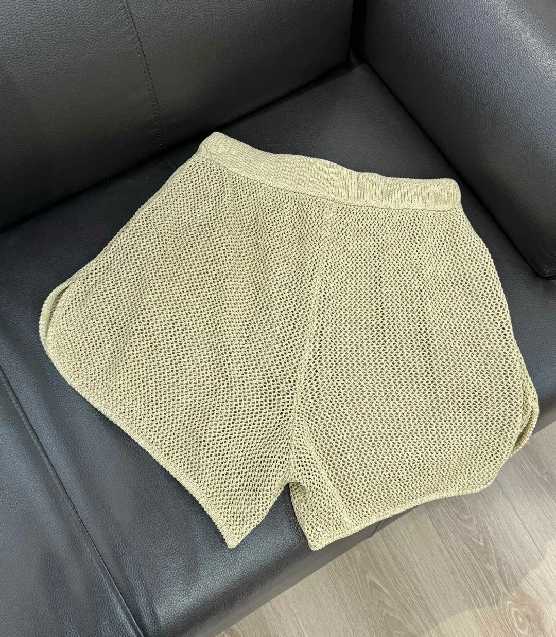 Casual high quality shiny mesh knitted shorts set