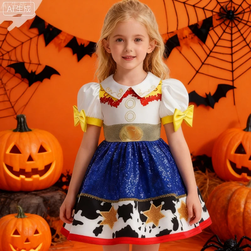 

Girls Party Dresses Halloween Girls Boys Cartoon Cow Frocks Children's Day Clothes Birthday Party Toy Story Cosplay Clothes
