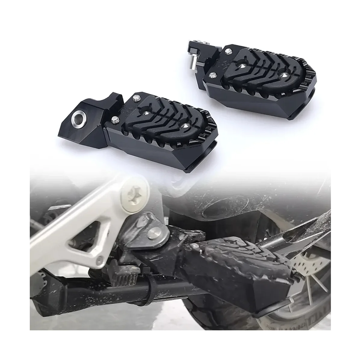 Motorcycle Footrest Footpeg Foot Pegs Accessories for BMW F850GS ADVENTURE F850 GS Adventure ADV F750GS(Black)