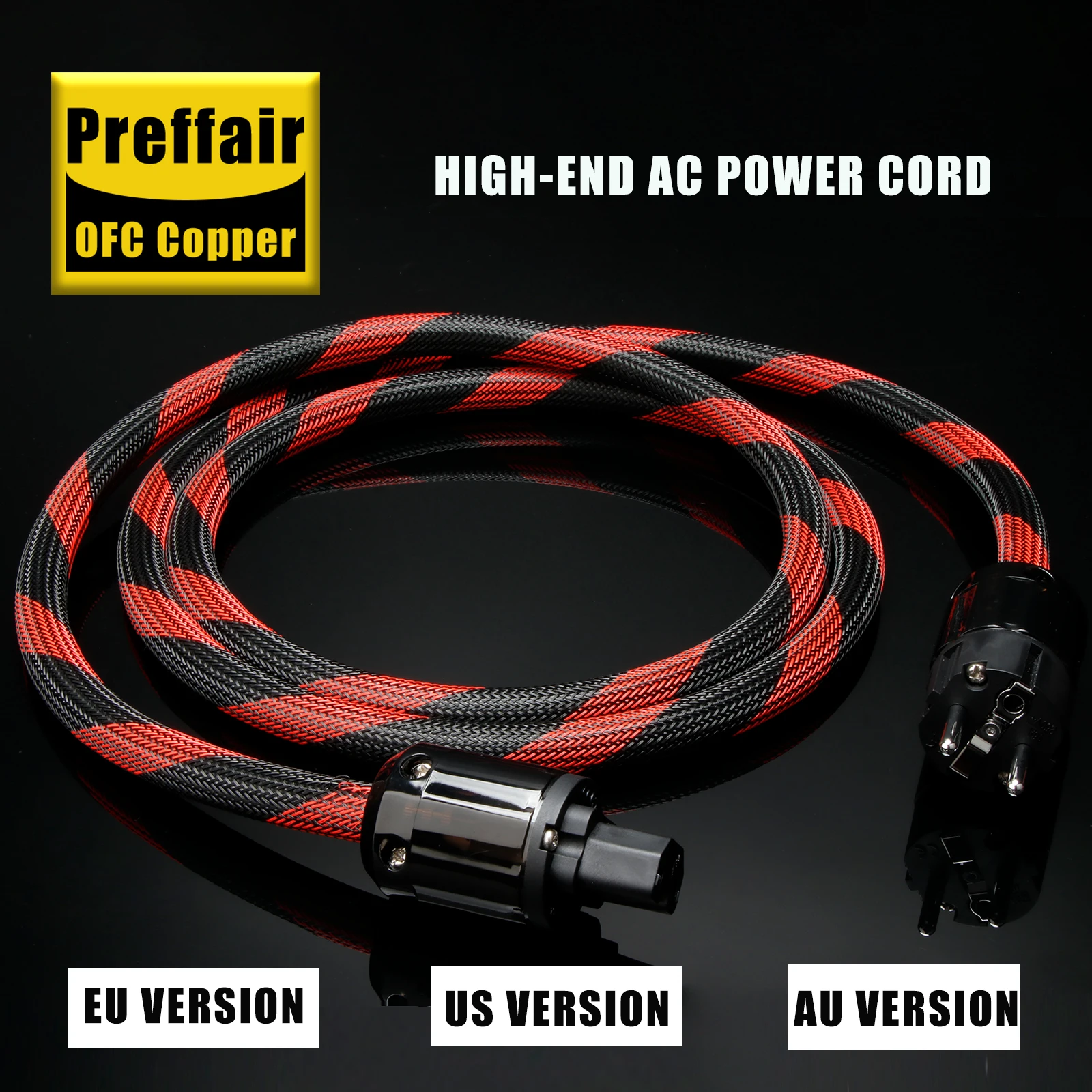 

Preffair Hifi Power Cable OFC EU Amplifiner Power Cable 14AWG AC Power Cord Audiophile with Rhodium Plated Plug C15 IEC320