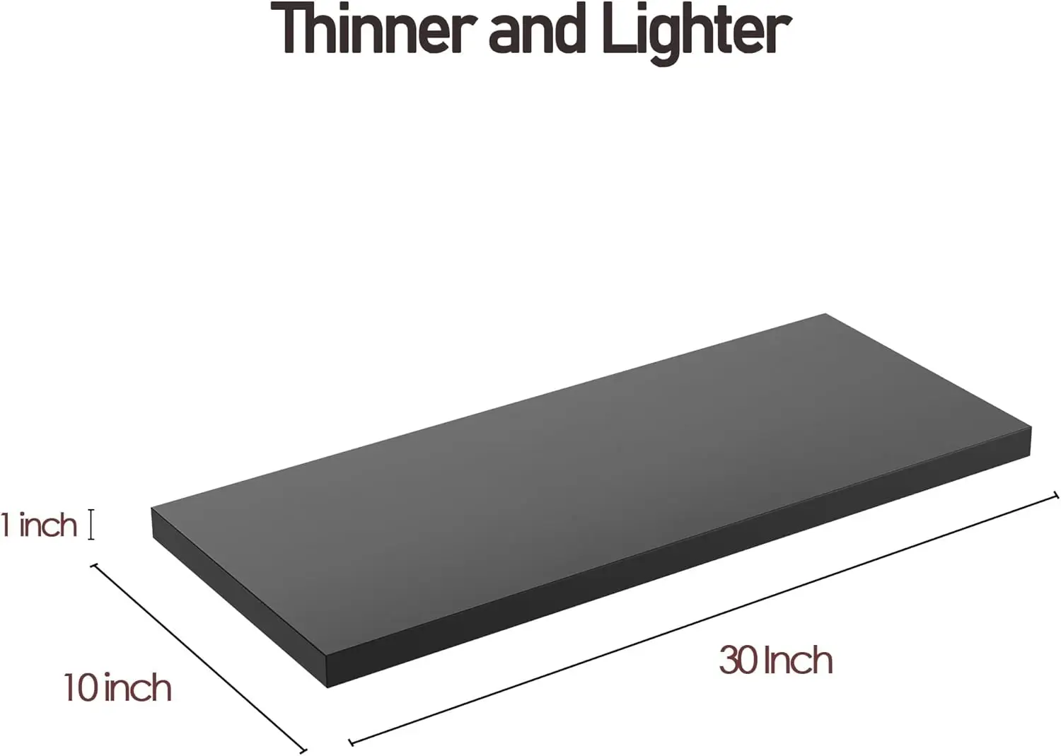 

Wall Shelf Set Of 2, Black Floating Shelves 30 In W X 10 In D X 1 In H, Wooden Floating Wall Shelf With Invisible Brackets For