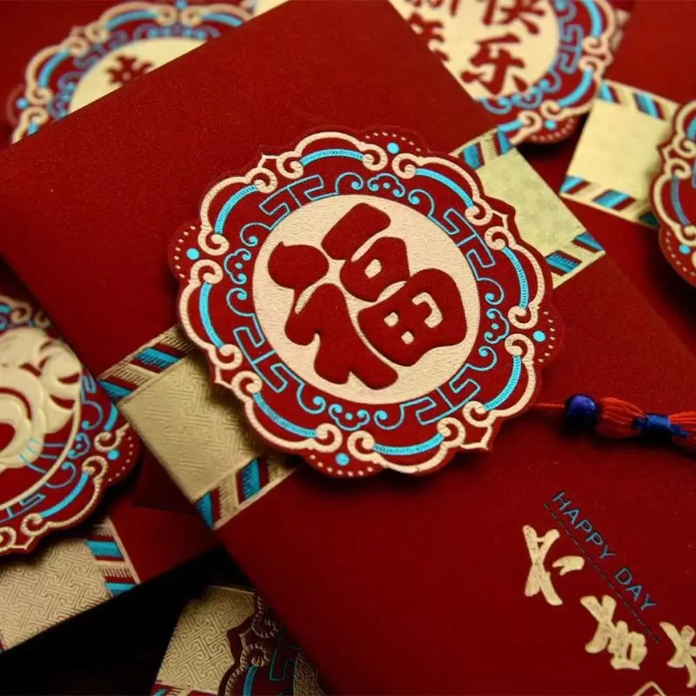 Cartoon Chinese New Year Red Packet Tassel Spring Festival 2025 New Year Red Envelope HongBao Blessing Lucky Red Pockets Friend
