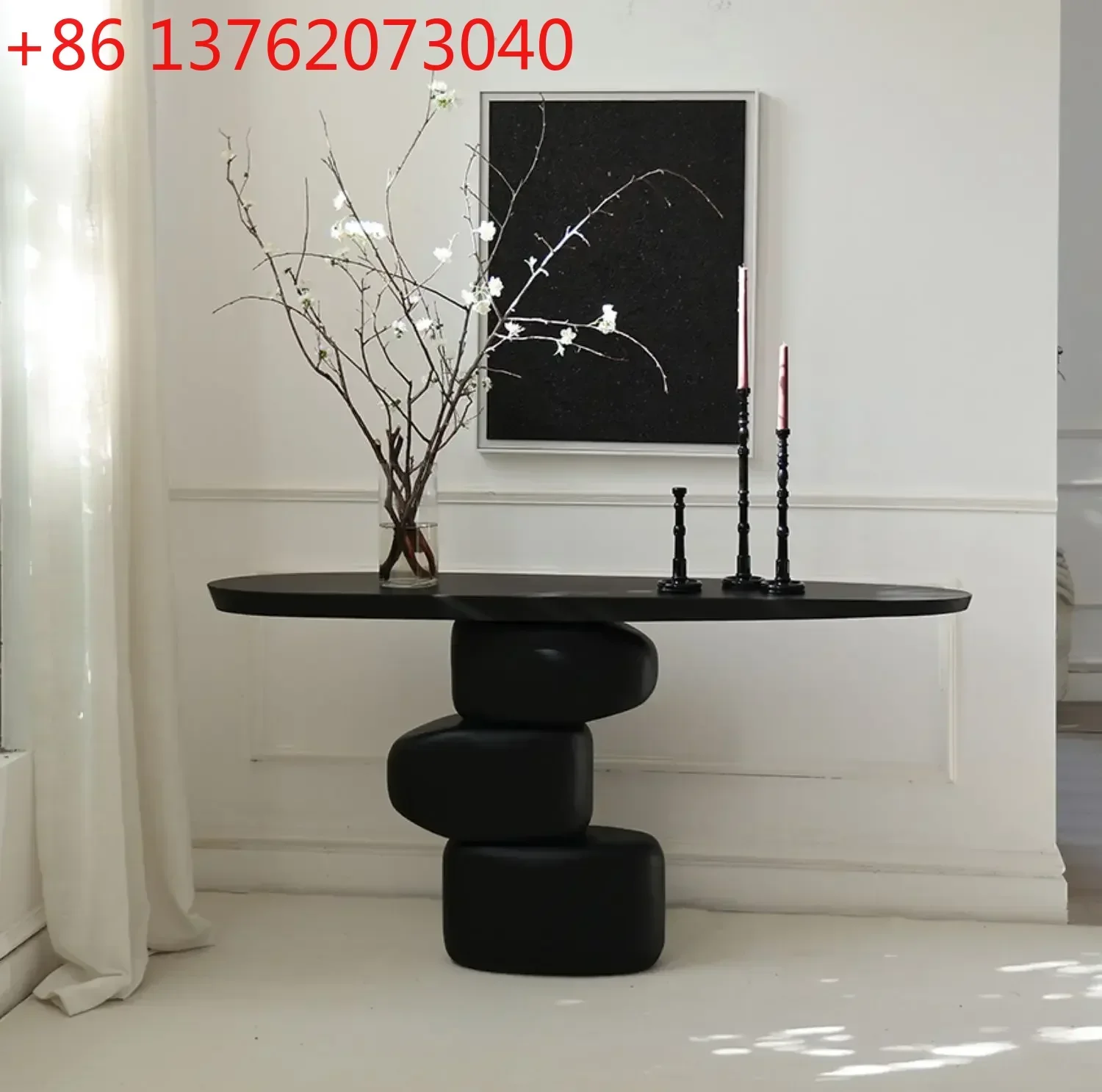 Entrance table art case retro black solid wood furniture ornament antique entrance table