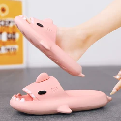 Funny Shark Slippers Thick Sole Non-slip Slides Men Women Bathroom Quick Drying Home Sandals Couple Flat Shoes EVA Beach Shoes