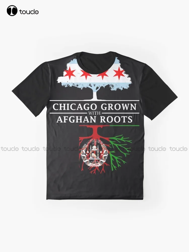 Chicago Grown With Afghan Roots Graphic T-Shirt Custom Aldult Teen Unisex Digital Printing Tee Shirts Christmas Gift Xs-5Xl