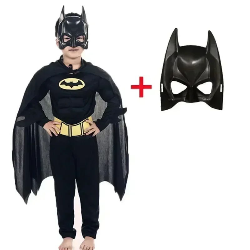 2024 New Role-playing Superhero Batman Costume Set for Boys and Girls Children\'s Christmas Carnival Jumpsuit Mask Set