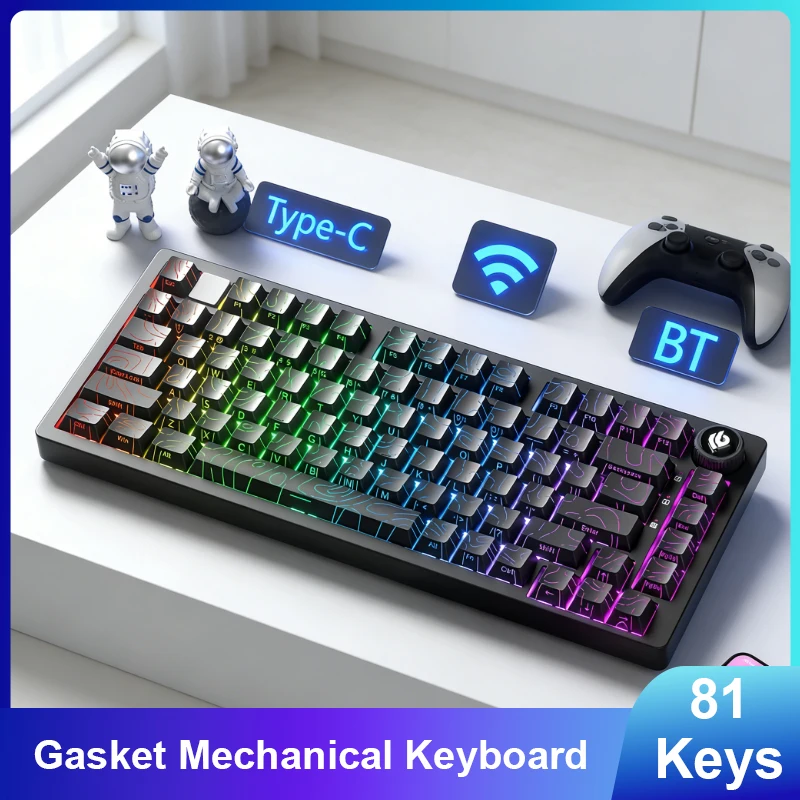 

LEOBOG Hi75C Aluminum Gasket Mechanical Keyboard for Gaming with Hot-Swappable Switches Bluetooth Wireless 2.4G USB Wired
