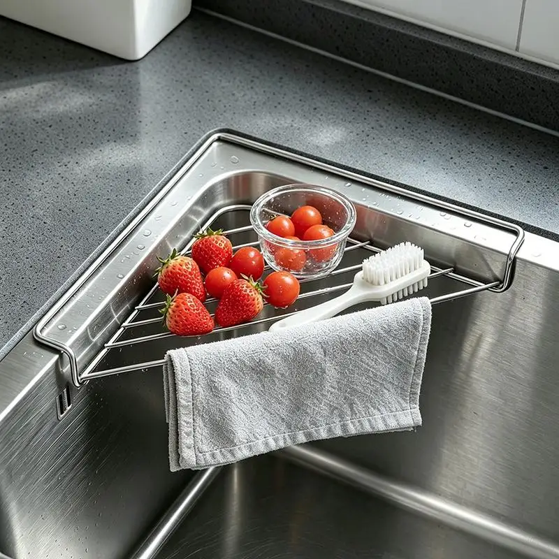 Stainless Steel Sink Drying Rack Towel Holder Perfect For Kitchen Fruit Dish Utensil Draining