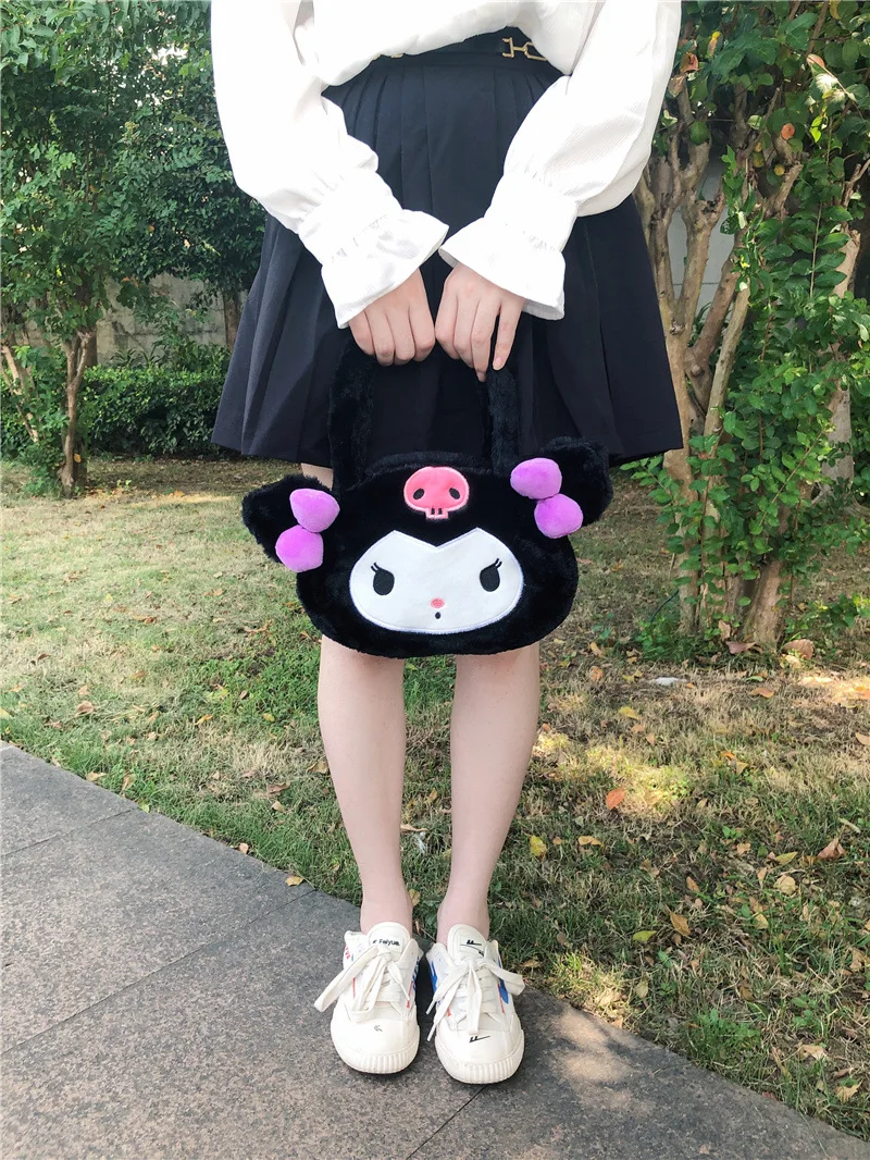 Sanrio Hello Kittty Kawaii Purses and Handbags Plush Bags for Women Cute Cinnamon Dog My Melody Shoulder Phone Bag for Ladies