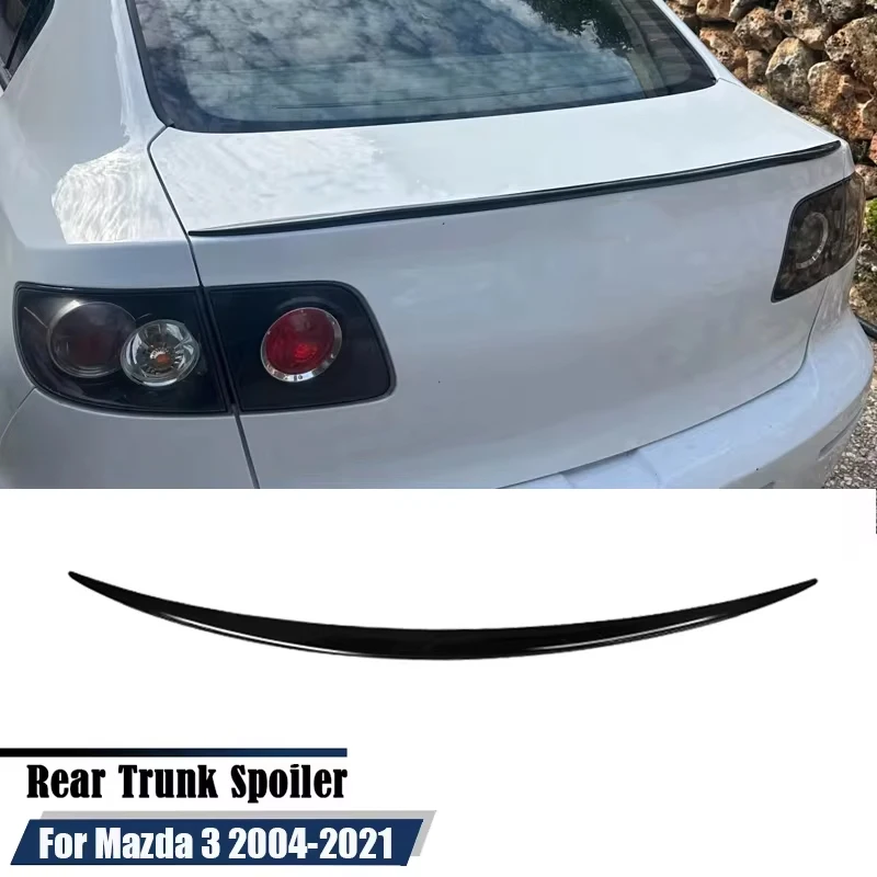 

For Mazda 3 4Dr Sedan 2004-2021 2005 2006 2007 2008 2009 2010 2011 Car Rear Trunk Lip Spoiler Wing Soft Plastic Glossy Black