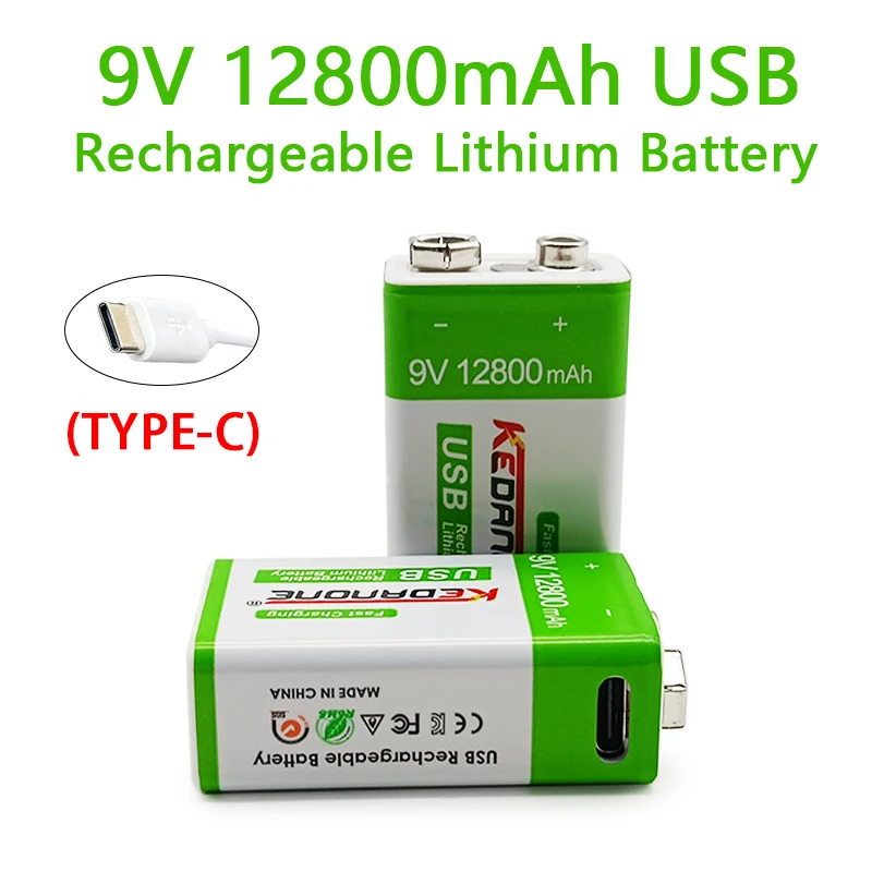 

2023 New 9V 12800mah Lithium Ion Rechargeable Battery Micro USB Battery 9v Is Used For Multimeter Microphone Toy Remote Control