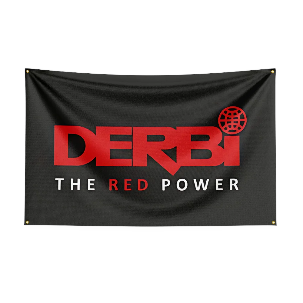 3x5 Ft D-Derbi Motorcycle Flag Polyester Digital Printing Banner for Garage Wall Art Out Door Decoration With Brass Grommets