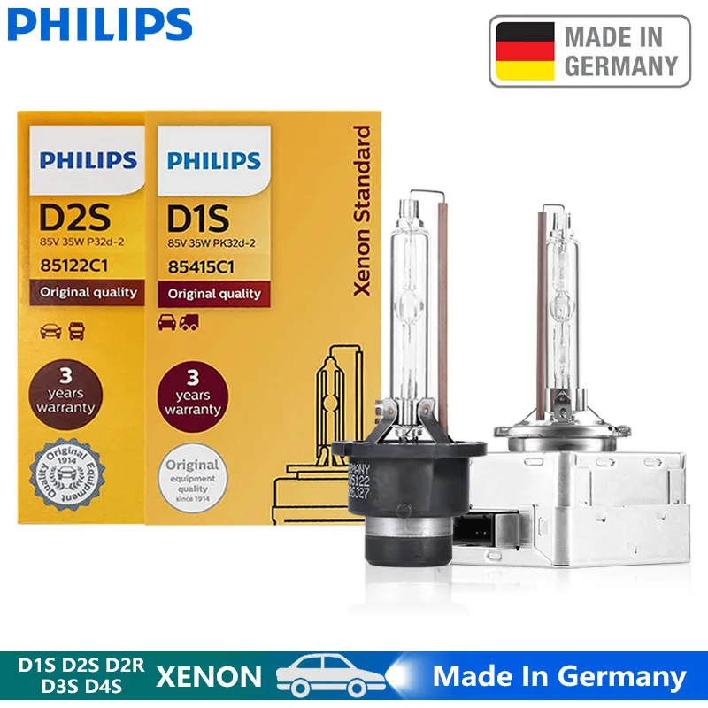 

Philips Xenon D1S D2S D2R D3S D4S HID Standard Car Headlight 35W 4200K White Genuine Bulb Upgrade High Low Beam Made In Germany