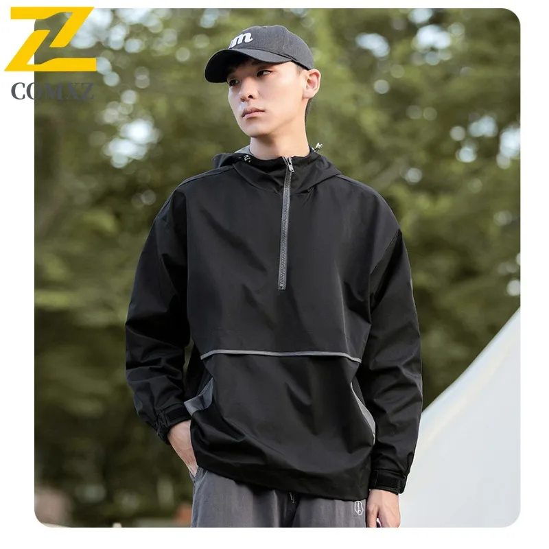 

Men's Outdoor Workwear Jacket American Style Streetwear Waterproof Windbreaker Utility Coat Oversized Fit Spring Fall Outerwear