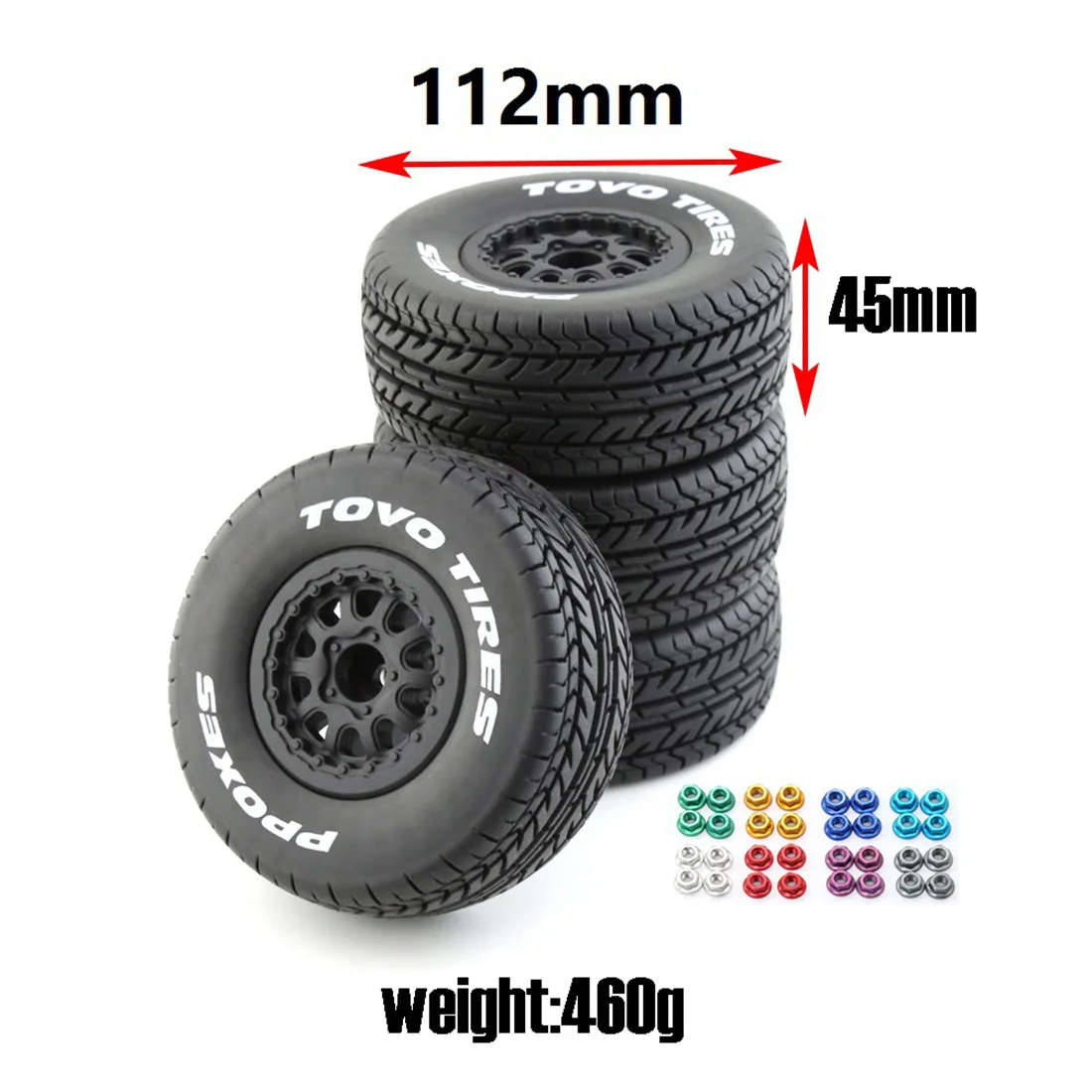 4 pezzi 112mm 1/10 pneumatici per camion per percorsi brevi ruota con esagono 12mm per Slash Arrma SENTON VKAR 10SC RC Car