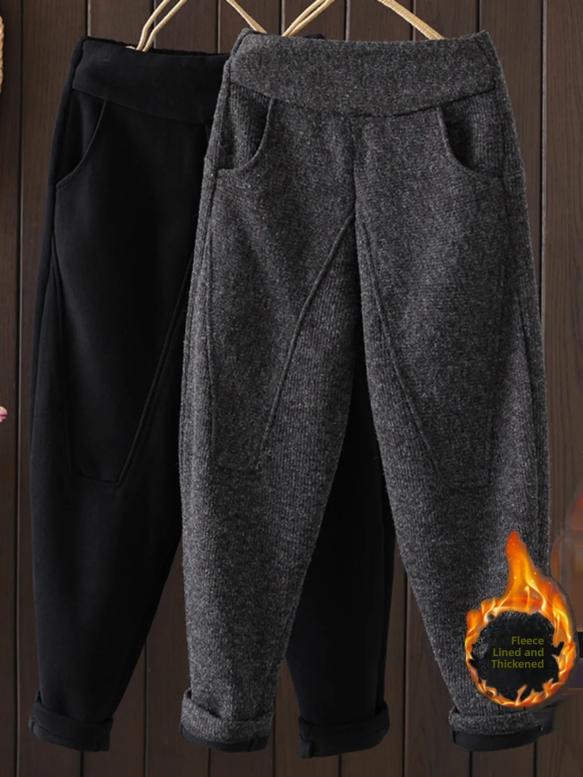 Pantalon de survêtement décontracté en coton pour femme, pantalon Harlan à jambe droite, chaud et amincissant, Long, pour l'automne et l'hiver