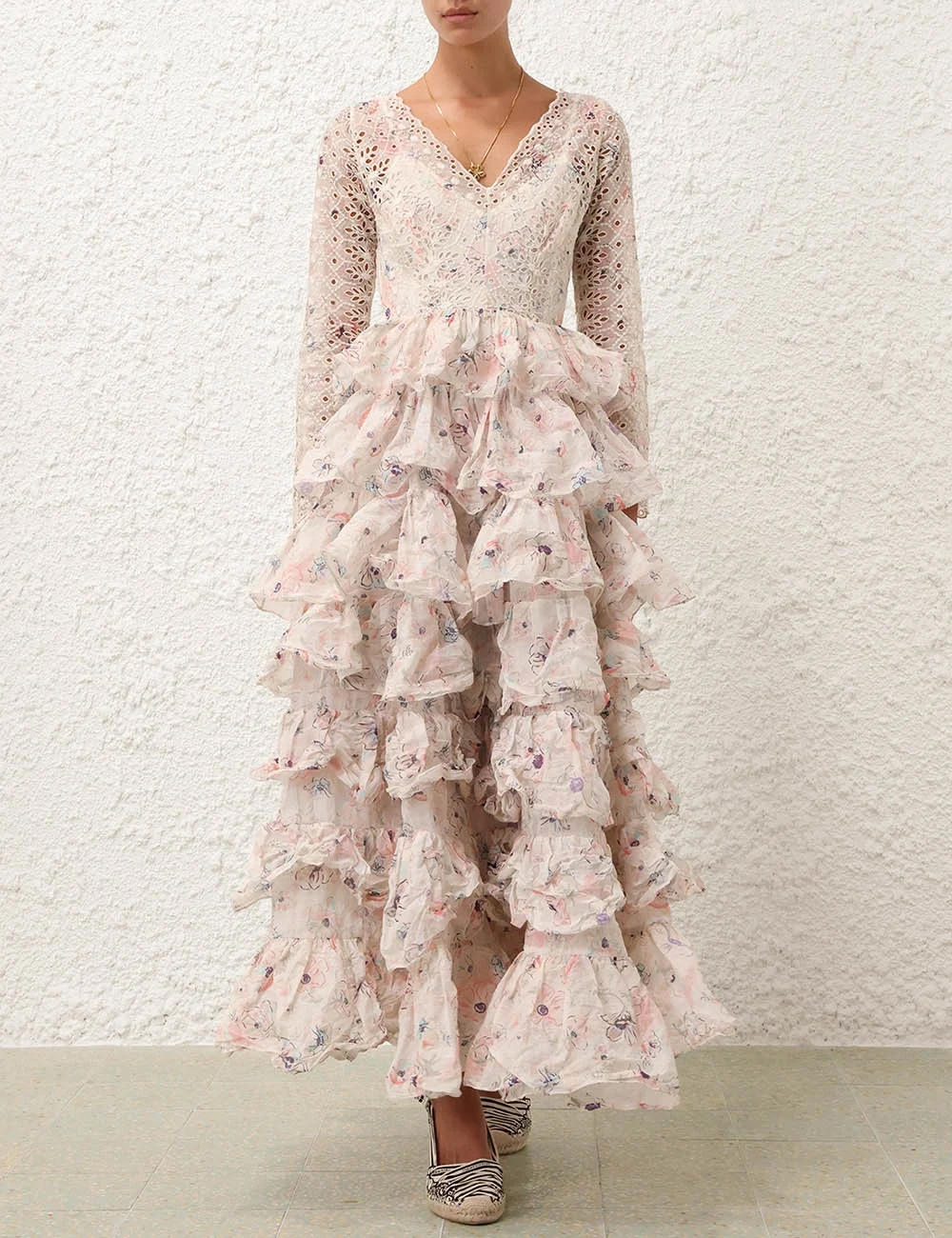 فلام-الخامس الرقبة كشكش فستان للنساء ، القطن الأنيق ، مصمم المدرج ، جودة عالية