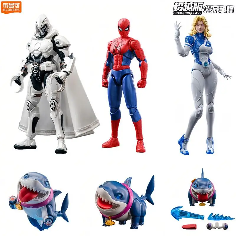 BLOKEES Marvel Spider-Man (Brand New Day) Sue Storm, Jeff the Land Shark, Venom, Figura de Acción con Articulaciones Altamente Móviles, Juguetes Coleccionables