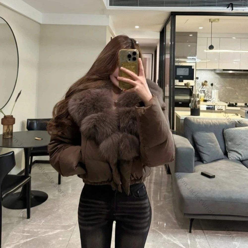 Down Jacket Woman Lightweight Padded Jackets Women's Winter Down Jacket Down Coats and Parks Real Fur Coat Short Jacket with Fur view 2