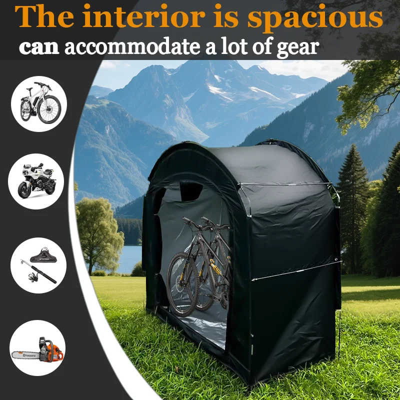 1-2 Bikes Wide Door Bike Storage Tent, Bicycle Shelter, Easy Access Foldable Outdoor Shed - view 5