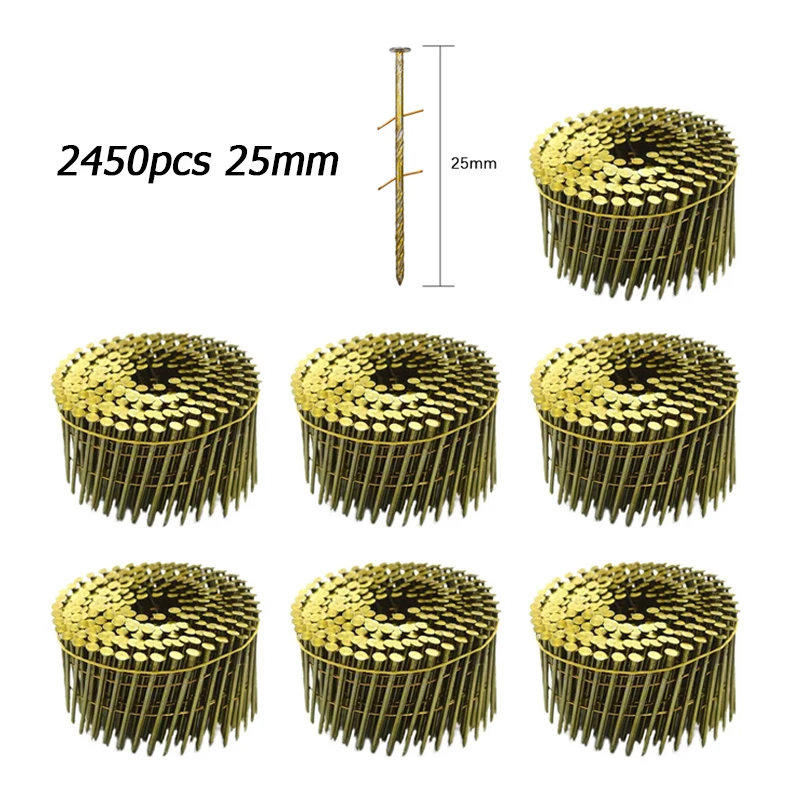 15 Degree Coil Siding Nails 25~57mm Coil Nailer Nails Collated Wire Full Round-Head Ring Shank Hot-Dipped Framing Carpentry Nail