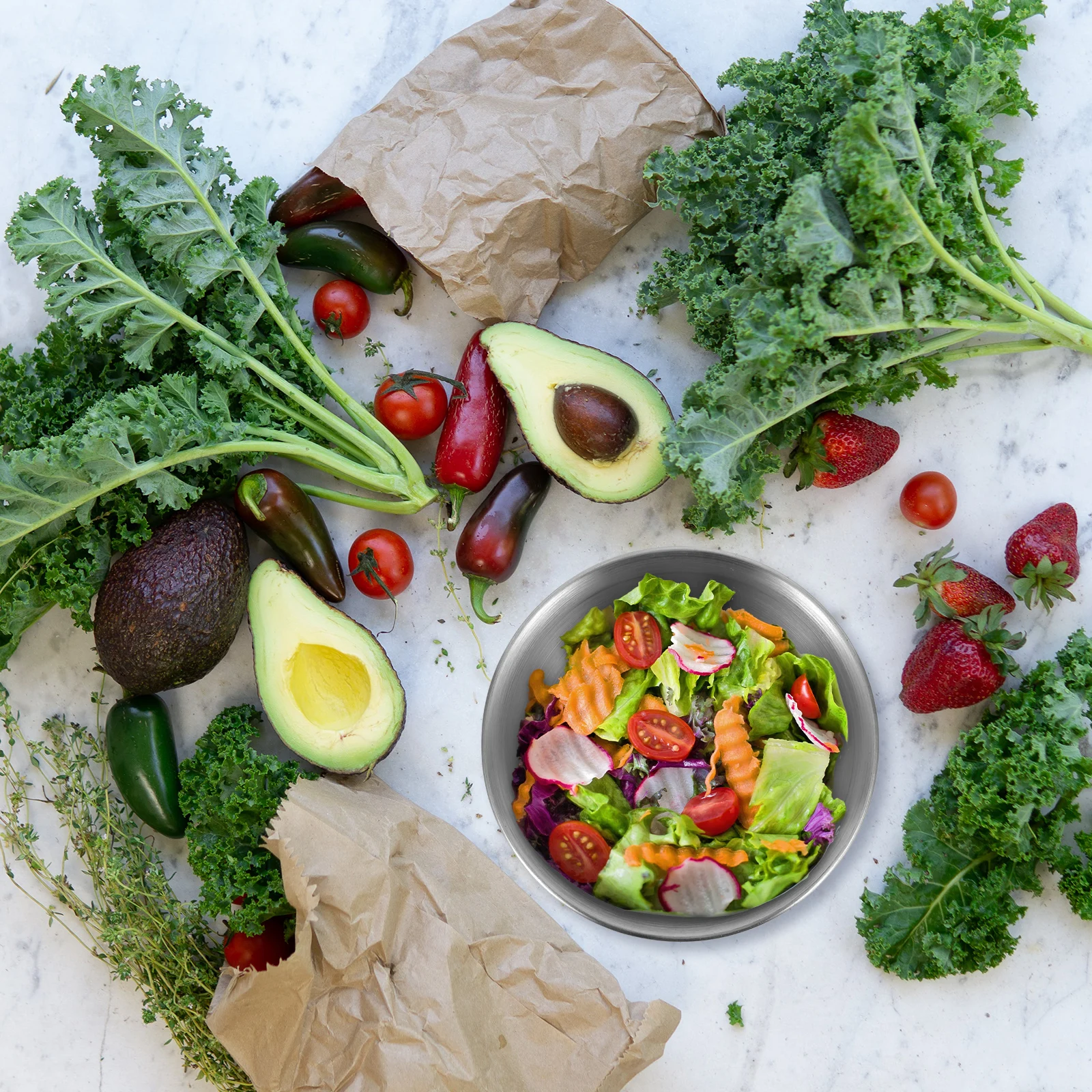 

Салатница из нержавеющей стали, большая глубокая круглая многофункциональная сервировочная миска для фруктов, овощей, лапши, каши, риса, домашнего использования