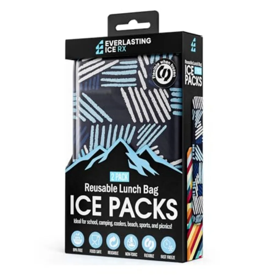 

Reusable Ice Packs for Lunch Boxes and Coolers 2 Pack Flexible, Long-Lasting, BPA Free, Versatile Soft Ice Pack for Insulated B