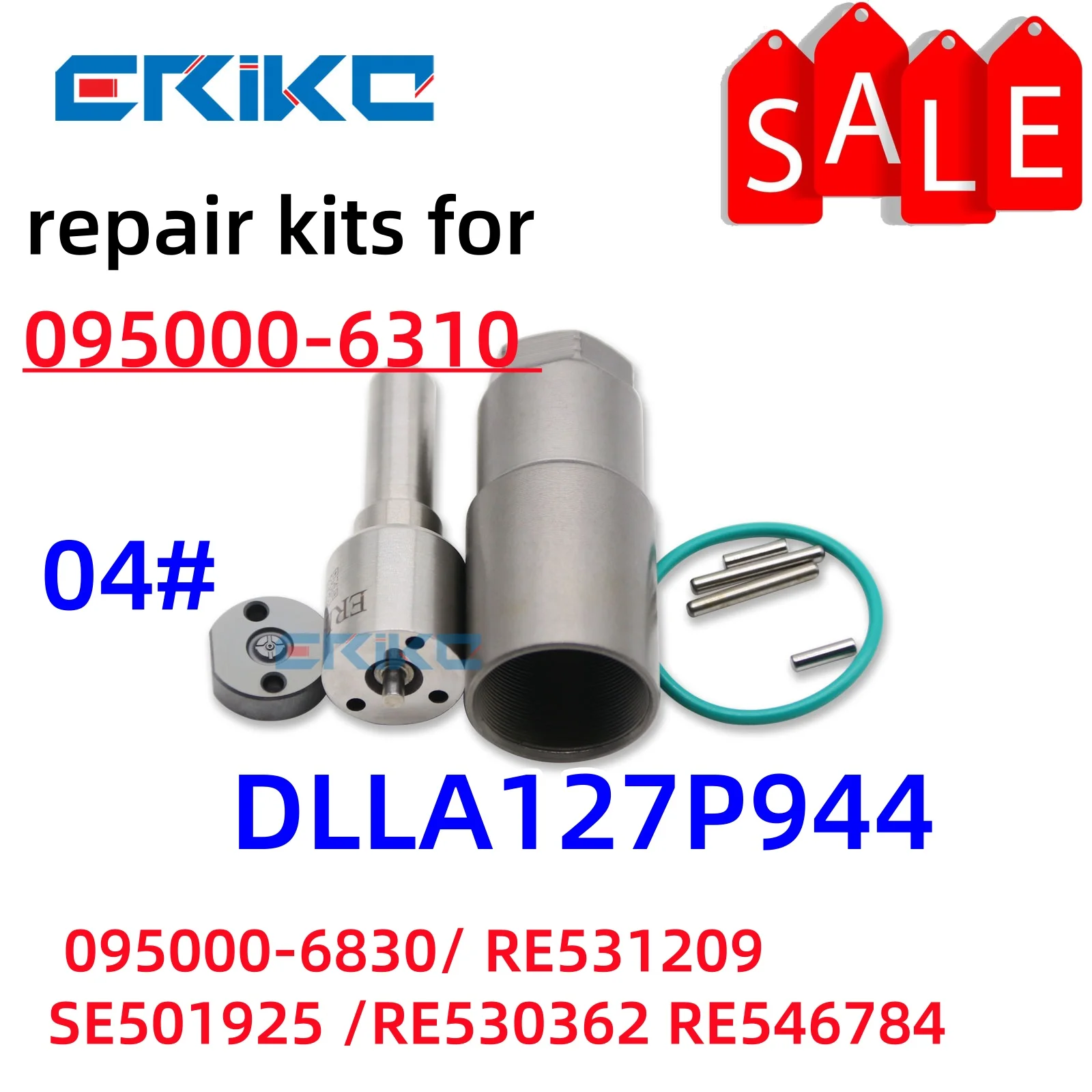 

6310 Injector Repair Kit Nozzle DLLA127P944 Valve 04# for John Deer 095000-6310 095000-6830 RE531209 SE501925 RE530362 RE546784
