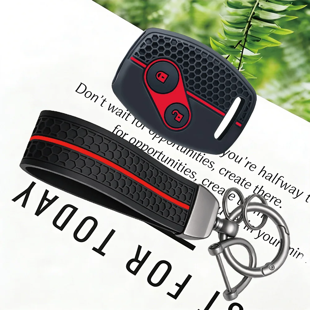 Honeycomb Texture Silicone Key Fob Cover With Keychain For Honda Accord 7 Jazz FRV Civic CR-V CRZ Insight Fit SRV