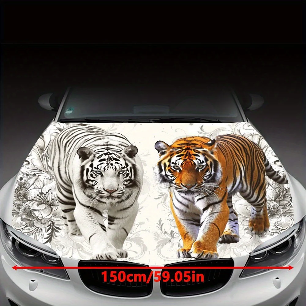 White Tiger Orange Tiger: Embark on the Mysterious Patterned Path; Car Vinyl Wraps, Vinyl Car Hood Graphics, Instantly Ign the E