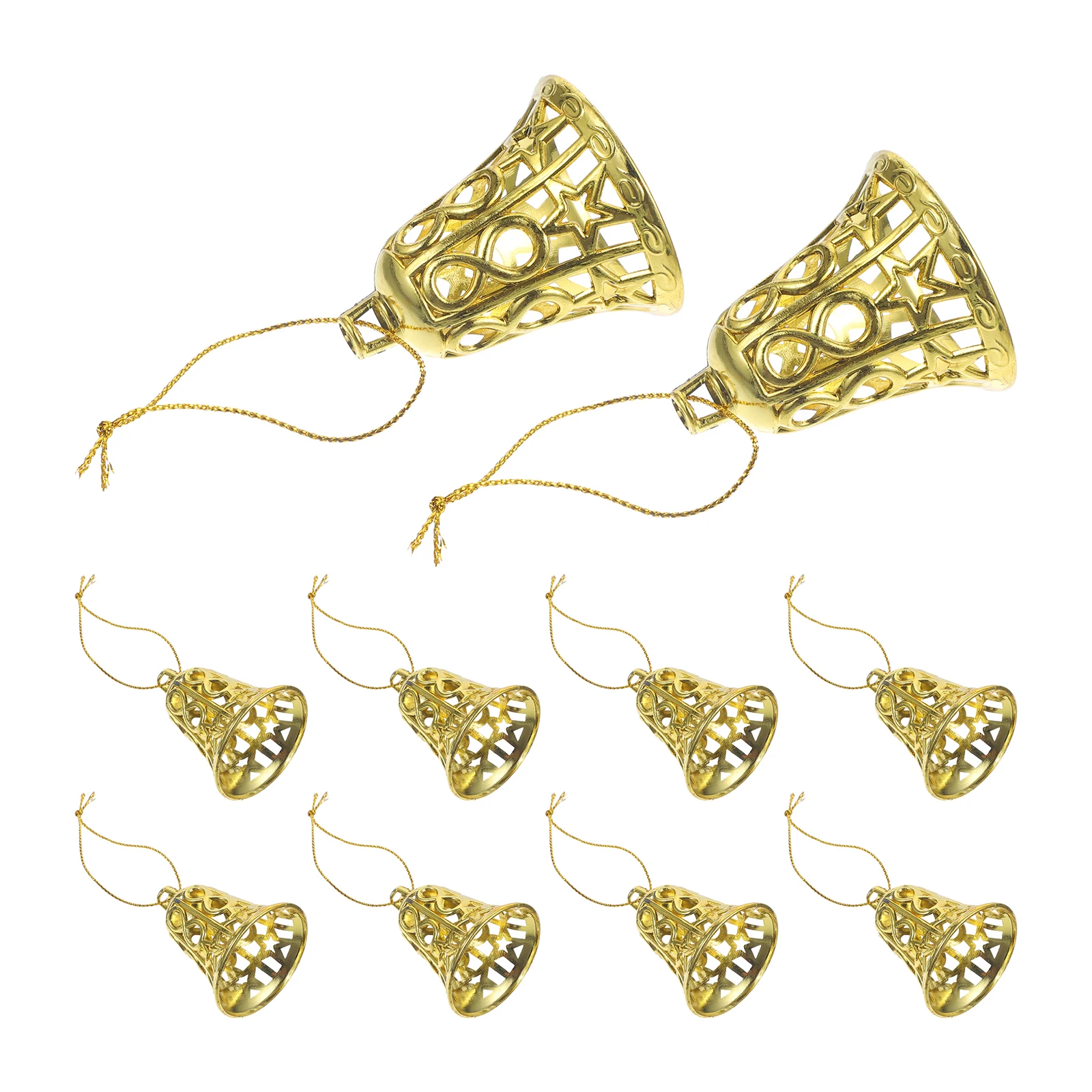 

24Pcs Golden Plastic Bell Christmas Ornaments Festive Jingle Bells Hanging Decoration for Tree Holiday Party Favors