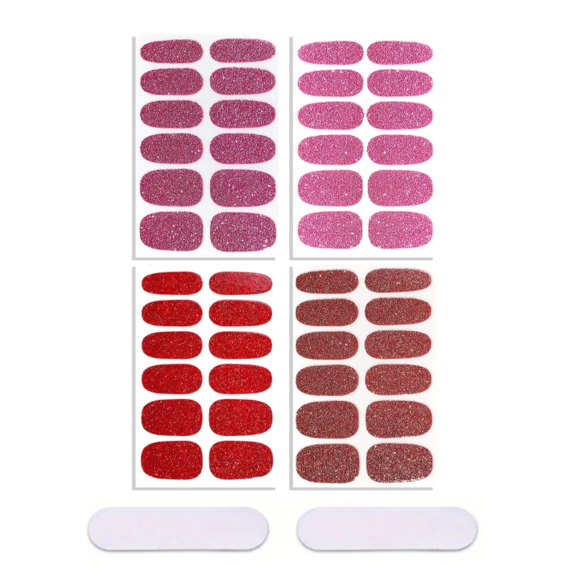 12PCS Cute Kawaii Nail Art Stickers - Pre-Cut Self-Adhesive Waterproof Glitter Nail Decals for Girls, Salon Quality False Nails