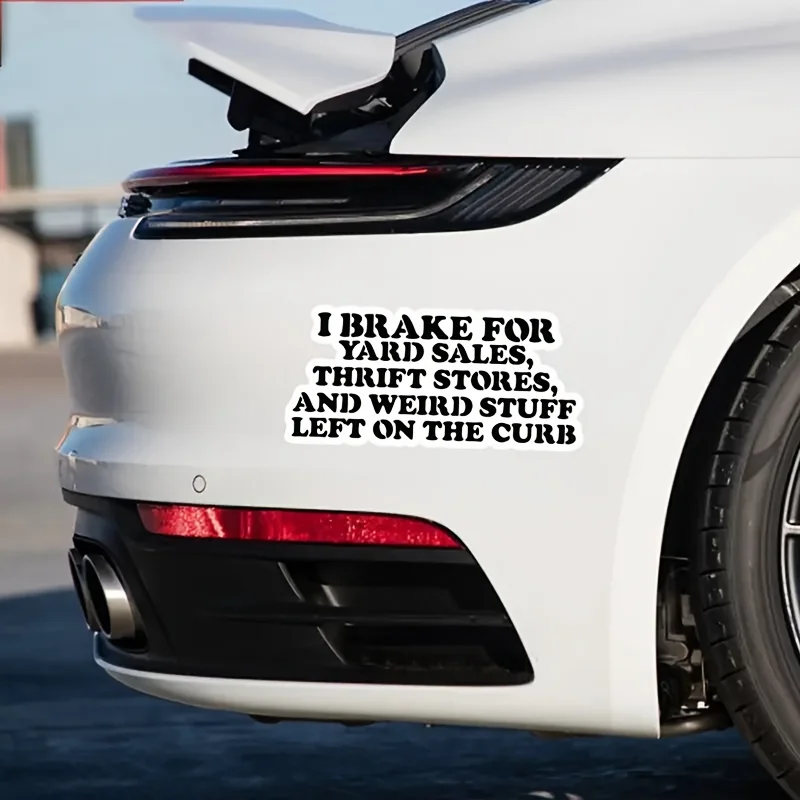 

2pcs "I Brake for Yard Finds" Vinyl Decals - Matte Finish Stickers for Trucks, Laptops & Home Decor