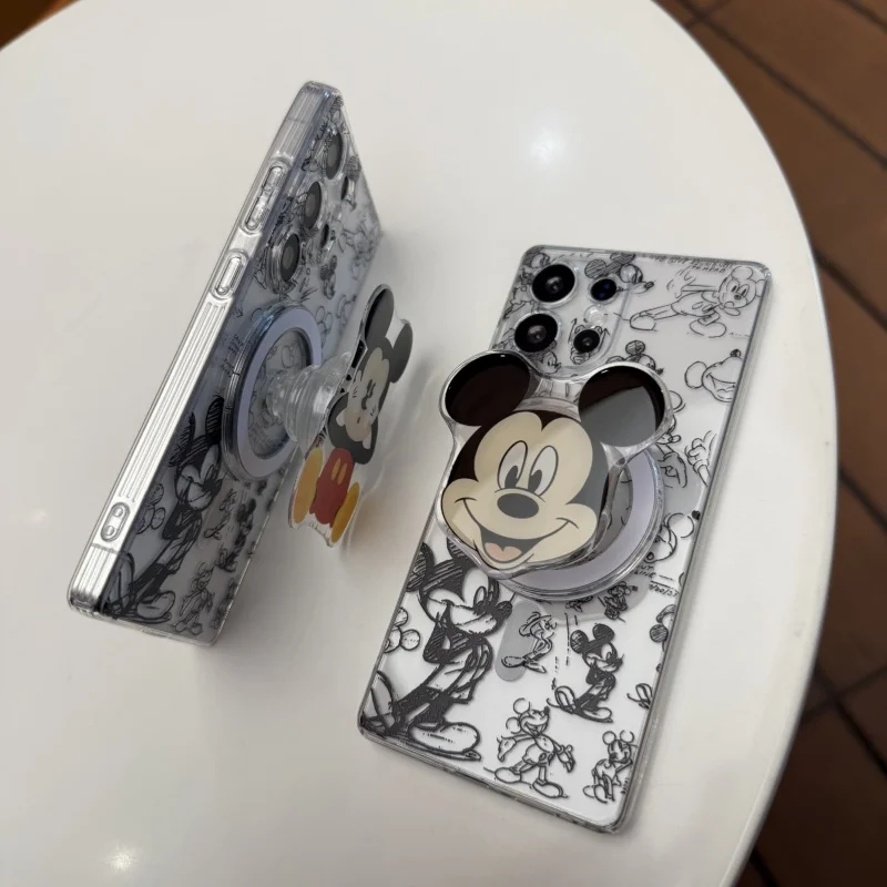 

Cute Cartoon line sketch Mickey Mouse Magsafe Wireless Charge Samsung S21 S22 S23 S24 S25 Ultra Note 10 Mickey Magnetic Holder